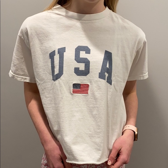 Brandy Melville Tops - Brandy Melville/J.Galt USA Crop White T-shirt. OS